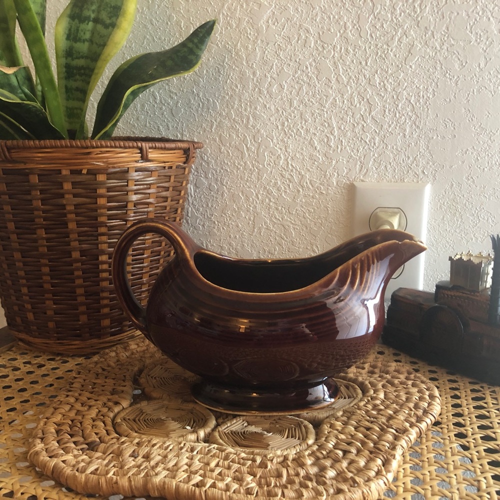 Vintage Homer Laughlin Fiesta Pottery Amber Stone Open Sauce Gravy Boat 18 oz - Picture 3 of 16